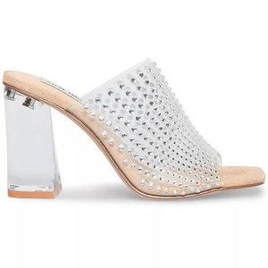 Steve Madden Nicely clear heeled mules with rhinestones